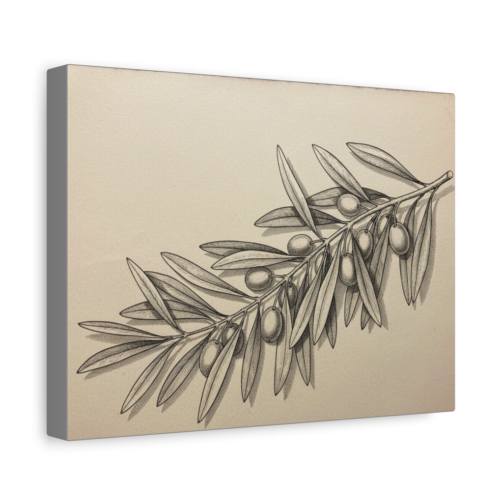 Olive Branch Matte Canvas Wall Art — Botanical Kitchen Decor