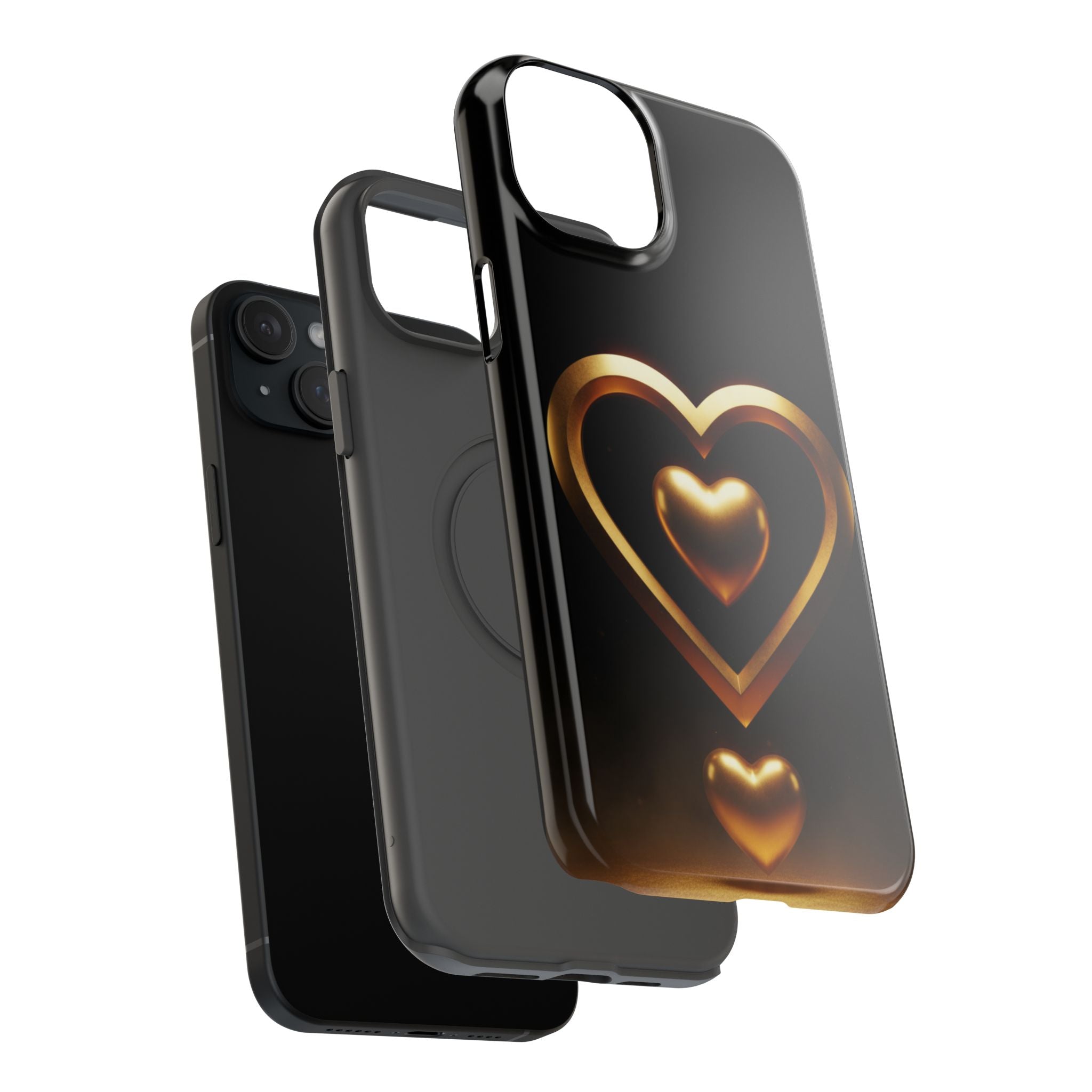 Gold Heart Impact-Resistant Phone Case