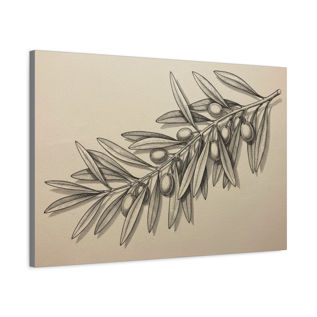 Olive Branch Matte Canvas Wall Art — Botanical Kitchen Decor