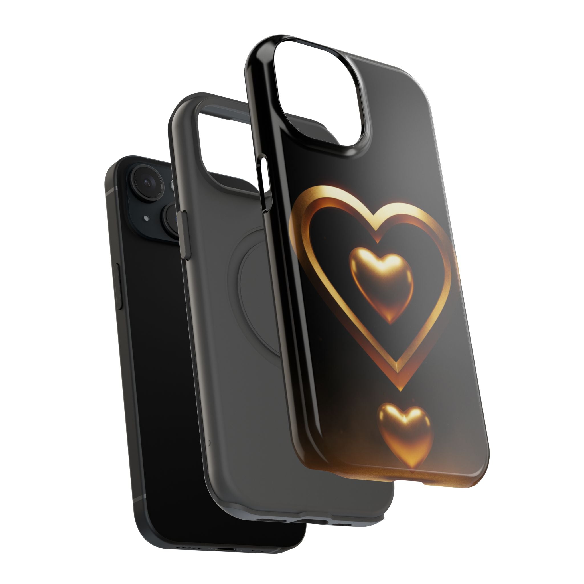Gold Heart Impact-Resistant Phone Case