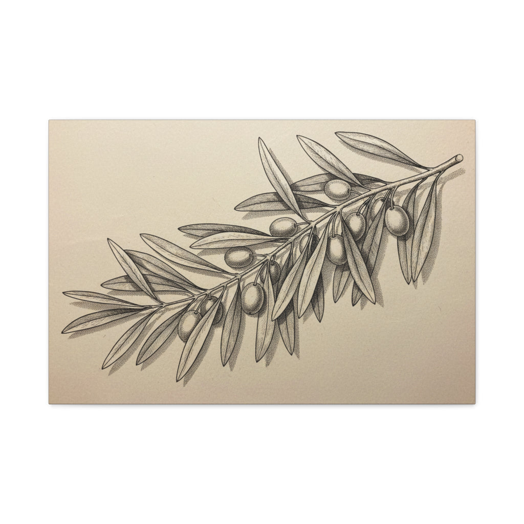 Olive Branch Matte Canvas Wall Art — Botanical Kitchen Decor