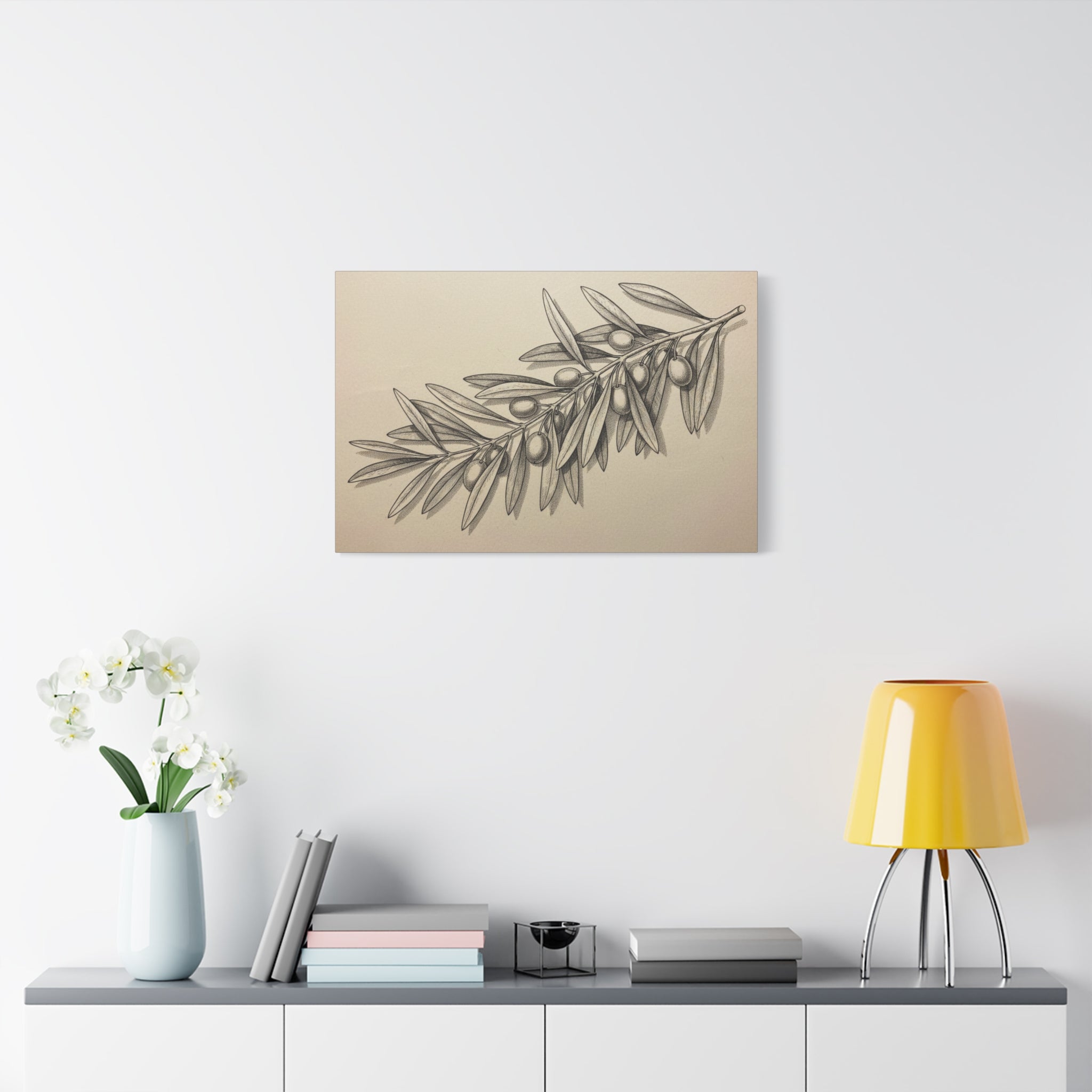 Olive Branch Matte Canvas Wall Art — Botanical Kitchen Decor