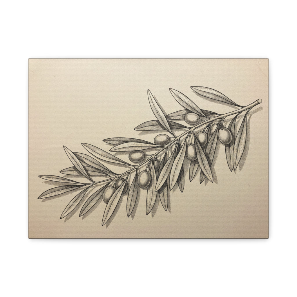 Olive Branch Matte Canvas Wall Art — Botanical Kitchen Decor