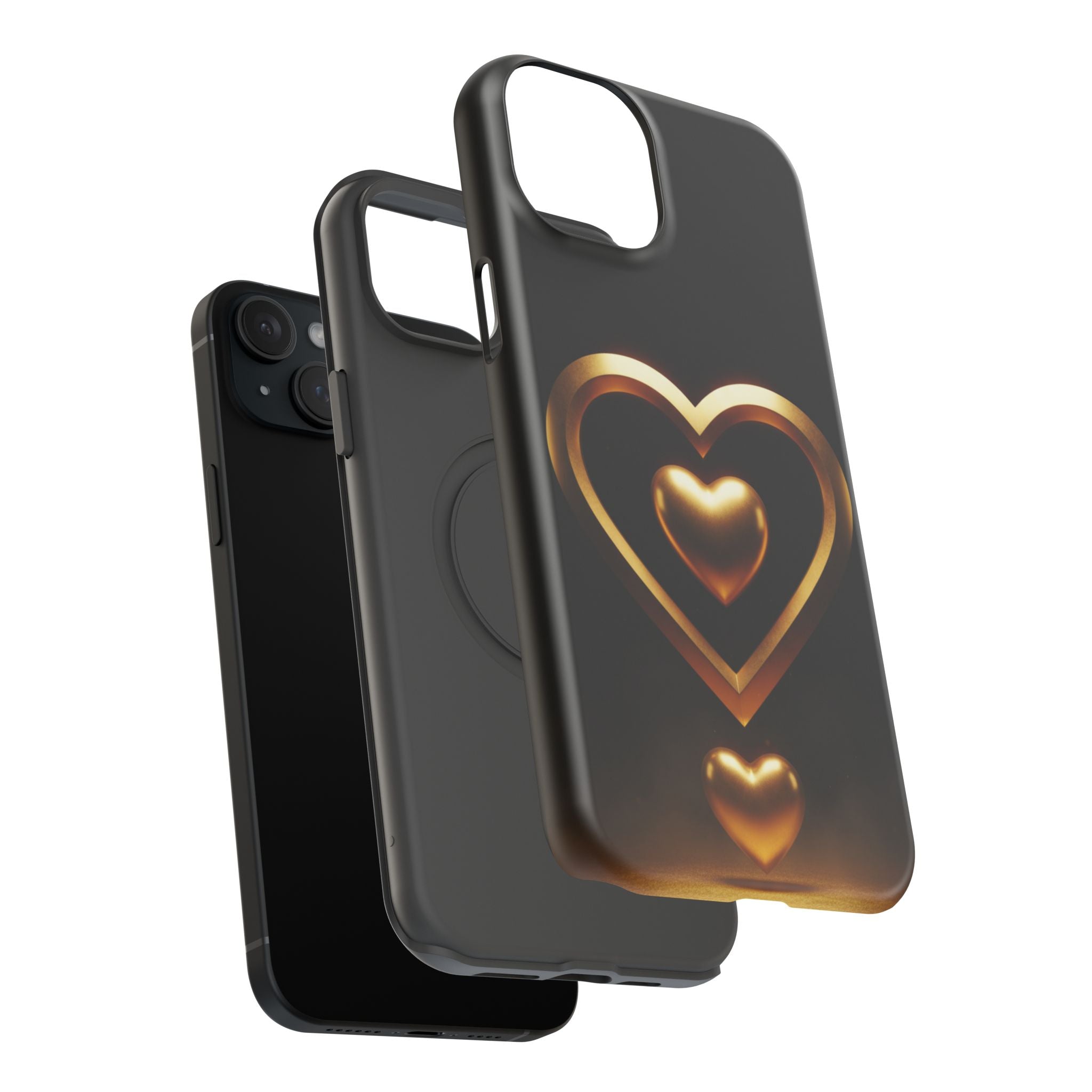 Gold Heart Impact-Resistant Phone Case