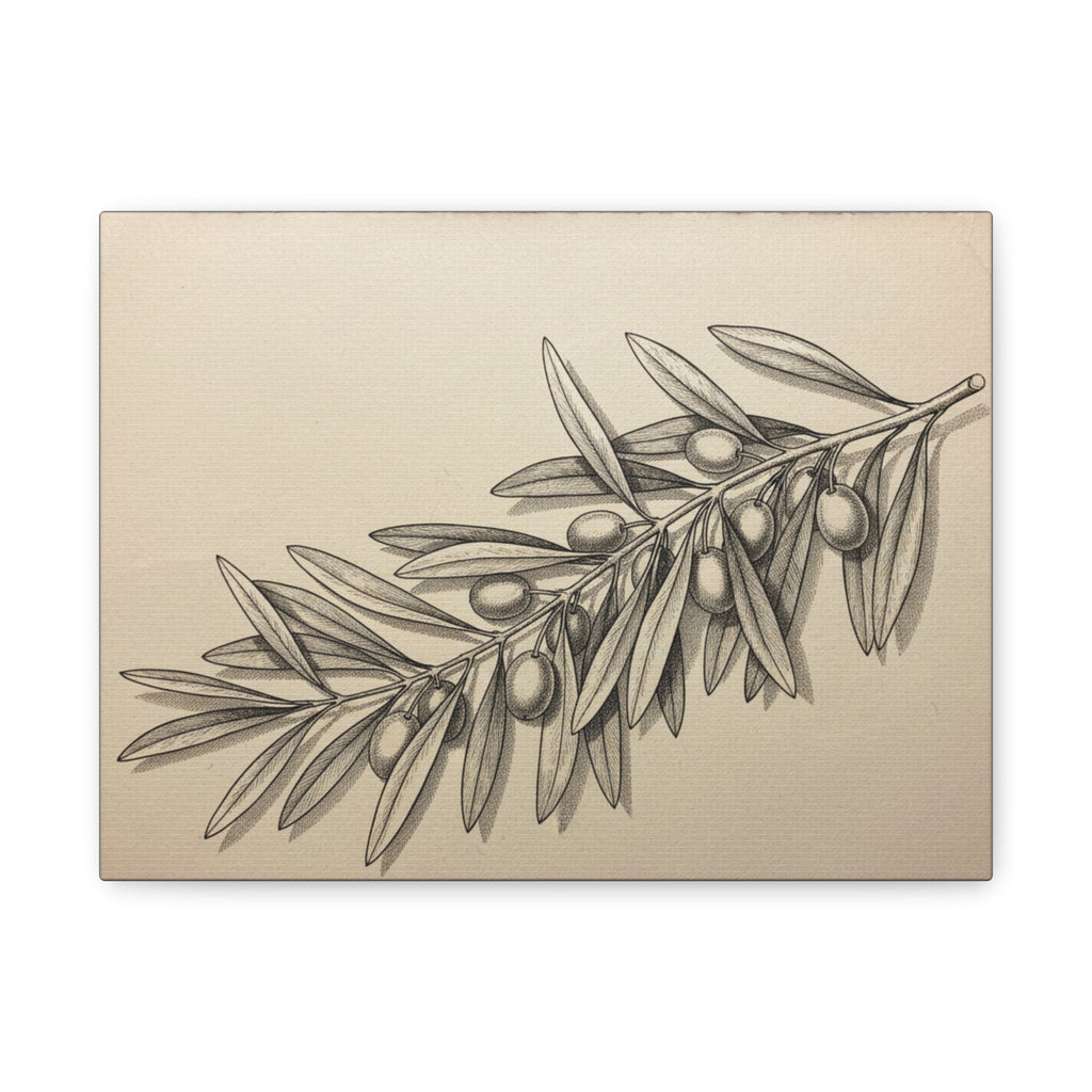 Olive Branch Matte Canvas Wall Art — Botanical Kitchen Decor